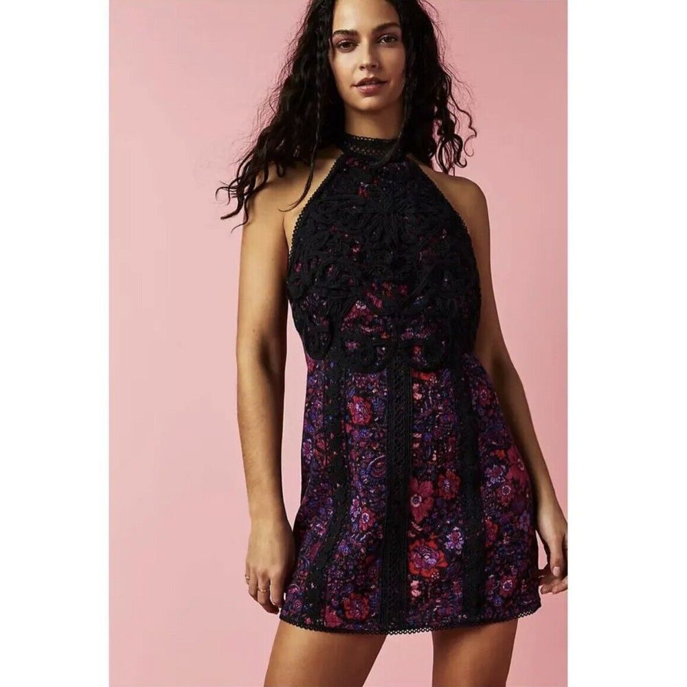 Free‎ People Miss You Mini Dress Size 0 MSRP $250 Purple Floral NWT